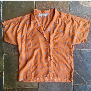 Vintage buttondown blouse shirt in rust gray
